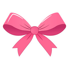 A vibrant vector illustration of a perfectly tied pink bow, featuring glossy highlights that suggest a satin or silk texture. This elegant and feminine design is perfect for gifts, celebrations, or de