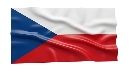 Waving czech flag isolated on transparent background, a symbol of czech republic