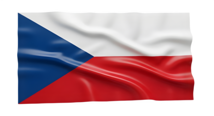 Waving czech flag isolated on transparent background, a symbol of czech republic