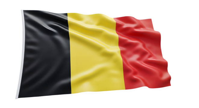 Waving flag of belgium isolated on transparent background, a symbol of patriotism
