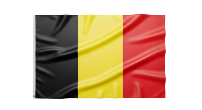 Waving flag of belgium isolated on transparent background for national holiday