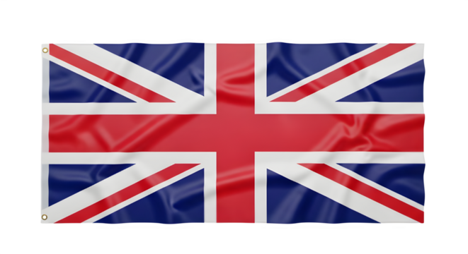 Waving flag of united kingdom isolated on transparent background for celebration