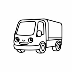 Adorable kawaii truck vector illustration scalable graphic design for various applications silhouette white background