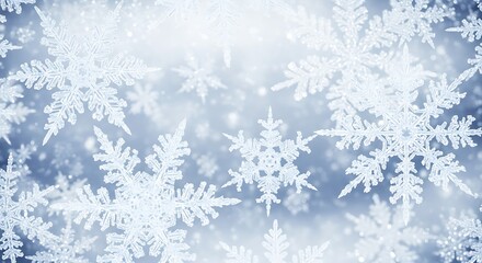 Soft focus snowflake background with subtle blue hues perfect for winter themes