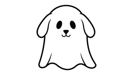 Spooky Pet Illustration: A charming illustration of a cartoon ghost in the form of a beloved pet, evoking a sense of playfulness and joy with minimalist design.