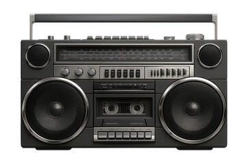 Fototapeta premium Vintage boombox with dual cassette deck, radio tuner, and equalizer.
