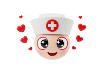 Adorable 3D Nurse Character with Hearts - Healthcare Love and Appreciation Symbol