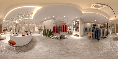 3D Render of Luxury Stylish Fashion Shop, Cloth Store