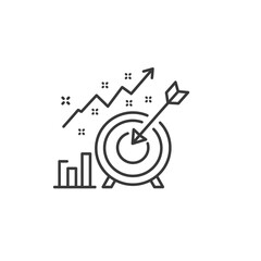 Illustration Art Vector of Arrow Hitting Target with Growing Graph in Modern Minimalist Style