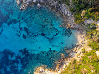 Aerial view of Cala Spinosa beach in Capo Testa