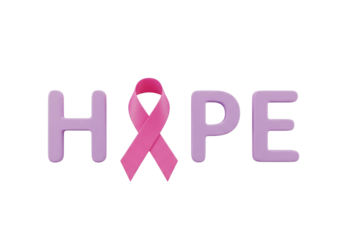 Pink Ribbon HOPE for Breast Cancer Awareness and Support on White Background