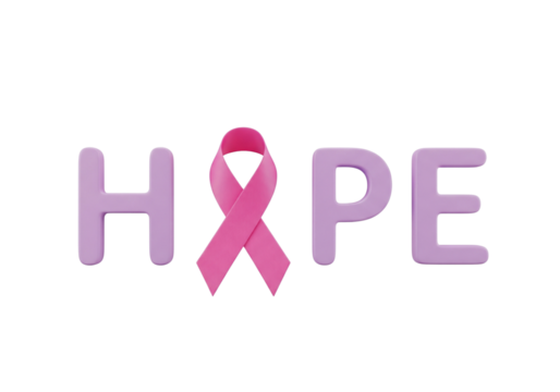 Pink Ribbon HOPE for Breast Cancer Awareness and Support on White Background