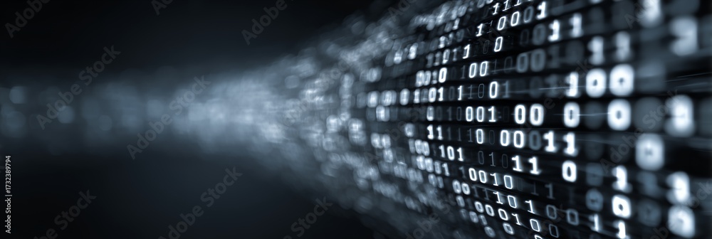 Wall mural long line of binary numbers