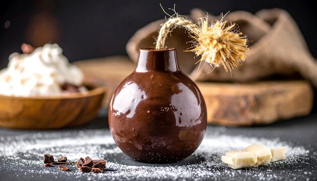 Chocolate bomb dessert, artful display
