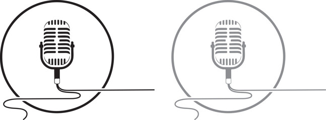 Vintage microphone icon isolated on transparent background