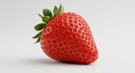 Fresa madura fresca y vibrante capturada con estética limpia destacando su color rojo intenso sobre fondo claro