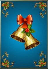 Composition with bells and a blue background for Christmas