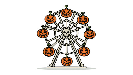 Halloween Ferris Wheel with Pumpkins: A whimsically spooky Ferris wheel featuring glowing jack-o'-lanterns. The skeleton frame adds a touch of dark festivity to the carnival ride. 
