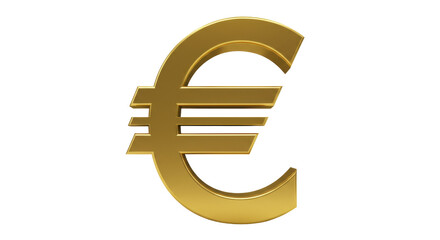 Golden euro symbol isolated PNG, currency sign for finance, banking and European economy on transparent background