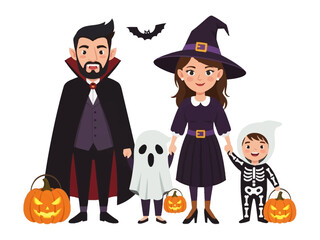 Family Halloween Delight: Capturing the spirit of Halloween, a family poses in their festive costumes. A celebration of spooky fun, this image captures the joy and togetherness of the holiday. 