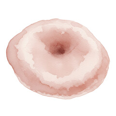 Watercolor donut-shaped abstract with soft pink and brown hues isolated on white background