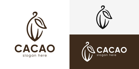 Creative simple cacao logo template. Simple nature cocoa logo design vector illustration.