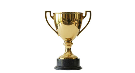 Golden trophy cup isolated on transparent background, award for winning a competition or championship