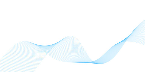 Vector wave and curve lines flowing dynamic gradient blue isolated on transparent background. Digital future technology concept.  Science, banner, business, poster, template, music background.