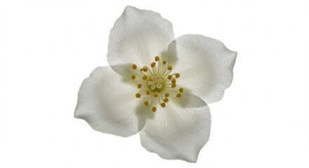 Fototapeta premium Luz suave y difusa ilumina una flor blanca mostrando pétalos translúcidos y una belleza etérea
