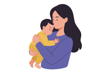 A woman with dark hair holds a baby wearing a yellow outfit