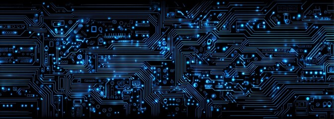 Futuristic Blue Circuit Board Design
