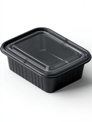 Black Plastic Food Container With Transparent Lid