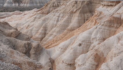 Eroded Earth Formations in a Desert Canyon
