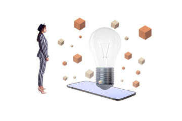 Collage poster image 3d artwork of elegant glamour woman modern tech idea plan solution isolated on creative background