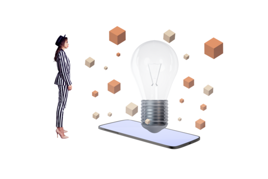 Collage poster image 3d artwork of elegant glamour woman modern tech idea plan solution isolated on creative background