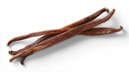 Dried Vanilla Beans On White Background