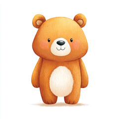 Obraz premium Cute cartoon bear illustration, adorable teddy bear, simple design, childrens illustration, friendly bear character.