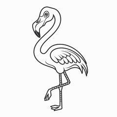 Obraz premium Stylish flamingo vector illustration scalable graphic design for commercial use silhouette white background