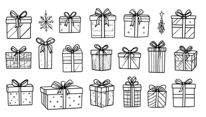 Collection of hand-drawn gift boxes