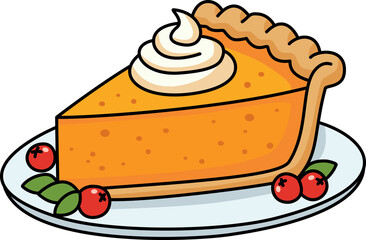 Slice of Pumpkin Pie with Cranberries