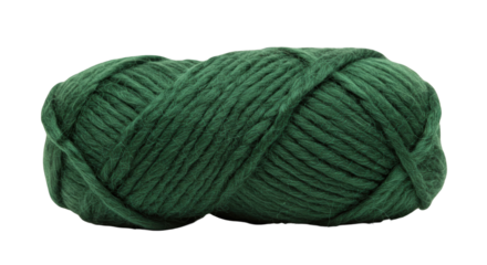 Ball of green wool yarn isolated, soft and cozy material for knitting and crochet projects on a clean background