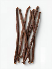 Dried Vanilla Beans On White Background