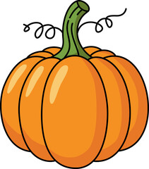 Illustration of a Ripe Orange Pumpkin