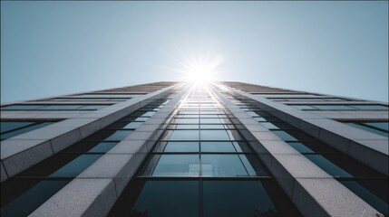 Modern skyscraper reaching towards the sun.