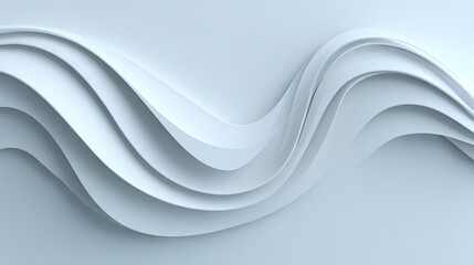 Fototapeta premium Layered white flowing paper waves in soft gradient background, creating a serene minimalist abstract composition with elegant modern texture