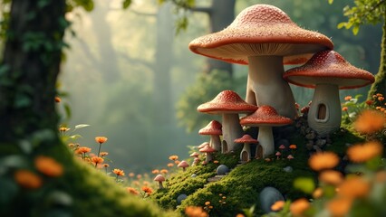 Magical Fungi in Enchanted Forest
