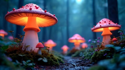 Bioluminescent Mushrooms in an Enchanted Forest