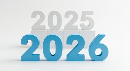 Blue Number 2026 with Gray 2025 in Background for Future Planning