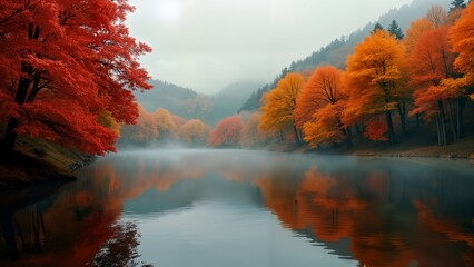 Autumn Sunset at a Serene Lake