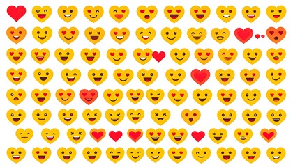 Collection of heart-shaped emoji faces